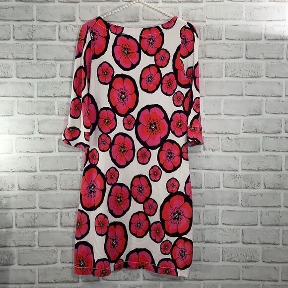 Hatley Floral Hibiscus Dress Pink and White Size Small Quarter Length Sleeve - Picture 2 of 7